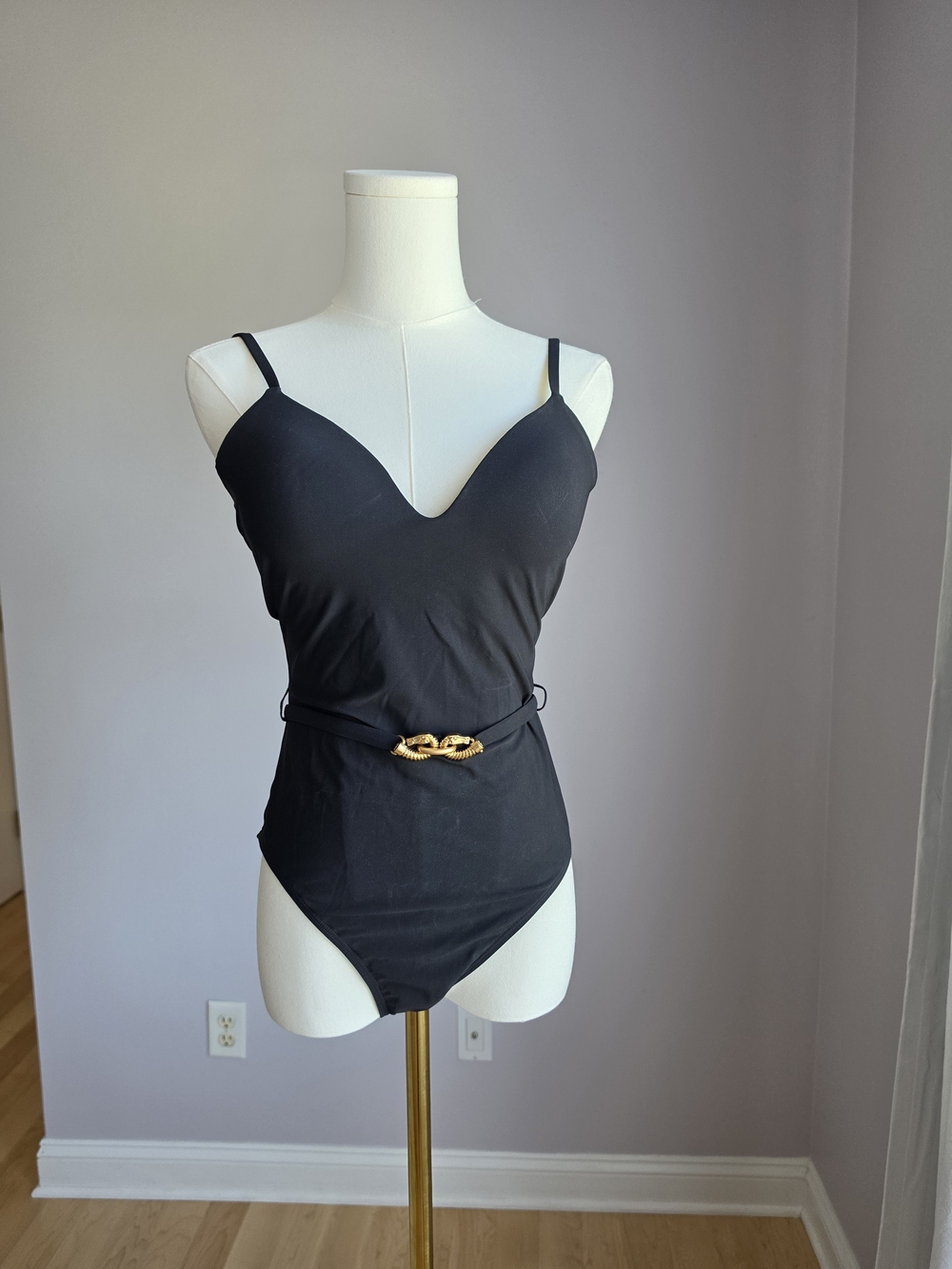 Tory Burch Black One-Piece Swimsuit with Gold Knot Accent